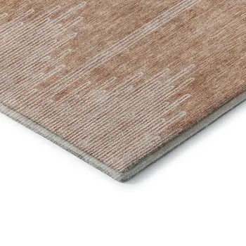 10' X 14' Salmon And Ivory Abstract Washable Area Rug With UV Protection
