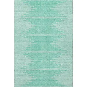3' X 5' Teal And Ivory Abstract Washable Area Rug With UV Protection
