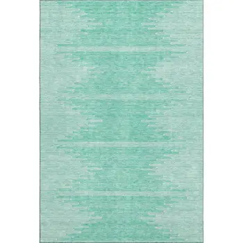 8' X 10' Teal And Ivory Abstract Washable Area Rug With UV Protection