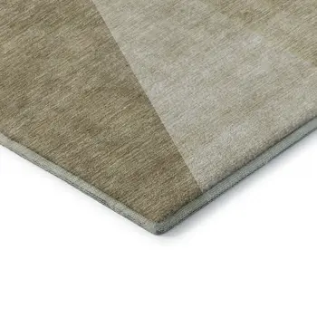 3' X 5' Beige And Ivory Geometric Washable Area Rug With UV Protection