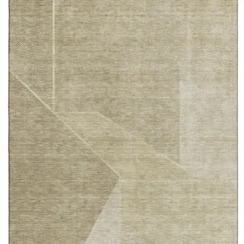 3' X 5' Beige And Ivory Geometric Washable Area Rug With UV Protection