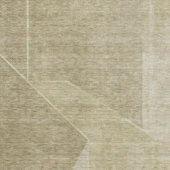 10' X 14' Beige And Ivory Geometric Washable Area Rug With UV Protection