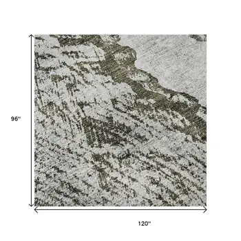 8' X 10' Gray And Ivory Woodland Lodge Washable Area Rug With UV Protection