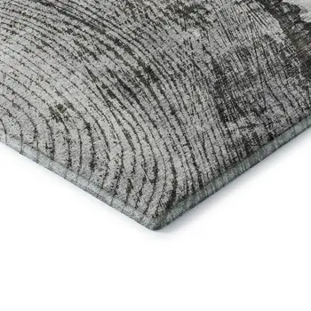10' X 14' Gray And Ivory Woodland Lodge Washable Area Rug With UV Protection