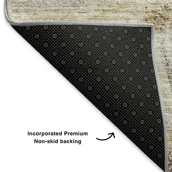 3' X 5' Brown Ivory And Gray Woodland Lodge Washable Area Rug With UV Protection