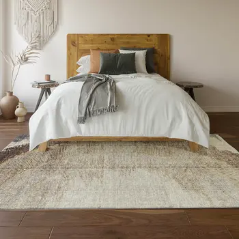 3' X 5' Brown Ivory And Gray Woodland Lodge Washable Area Rug With UV Protection