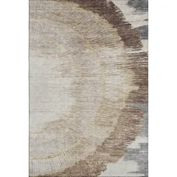 8' X 10' Brown Ivory And Gray Woodland Lodge Washable Area Rug With UV Protection