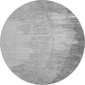 8' Gray And Ivory Woodland Lodge Washable Round Rug With UV Protection