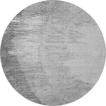 8' Gray And Ivory Woodland Lodge Washable Round Rug With UV Protection