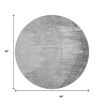 8' Gray And Ivory Woodland Lodge Washable Round Rug With UV Protection