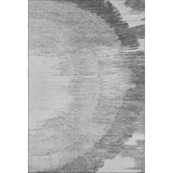 8' X 10' Gray And Ivory Woodland Lodge Washable Area Rug With UV Protection