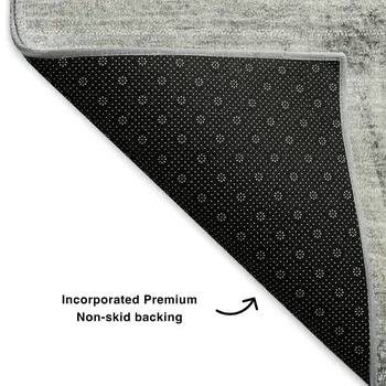 8' X 10' Gray And Ivory Woodland Lodge Washable Area Rug With UV Protection