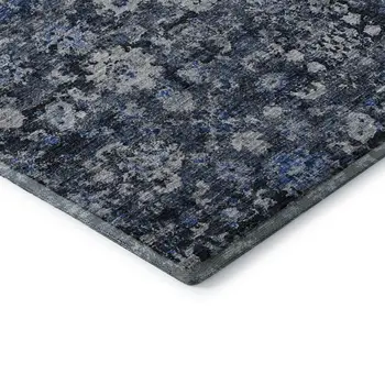 5' X 8' Blue And Ivory Oriental Washable Area Rug With UV Protection