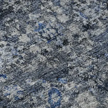 5' X 8' Blue And Ivory Oriental Washable Area Rug With UV Protection