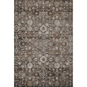 8' X 10' Chocolate And Ivory Oriental Washable Area Rug With UV Protection