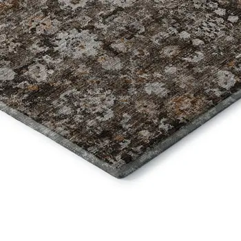 8' X 10' Chocolate And Ivory Oriental Washable Area Rug With UV Protection