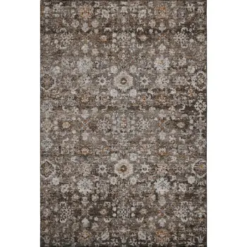 8' X 10' Chocolate And Ivory Oriental Washable Area Rug With UV Protection