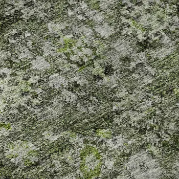 8' X 10' Green Ivory And Gray Oriental Washable Area Rug With UV Protection