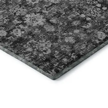 8' X 10' Gray And Ivory Oriental Washable Area Rug With UV Protection