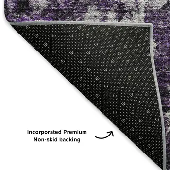 10' X 14' Purple And Ivory Oriental Washable Area Rug With UV Protection