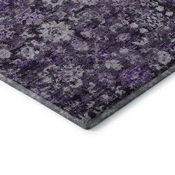 10' X 14' Purple And Ivory Oriental Washable Area Rug With UV Protection