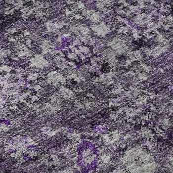 10' X 14' Purple And Ivory Oriental Washable Area Rug With UV Protection