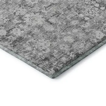 9' X 12' Silver And Gray Oriental Washable Area Rug With UV Protection