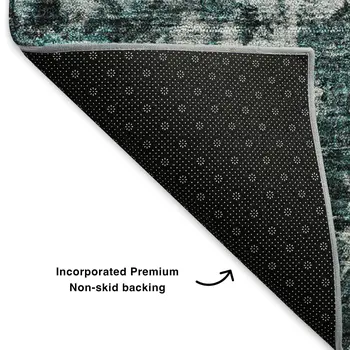 3' X 5' Teal And Aqua Oriental Washable Area Rug With UV Protection