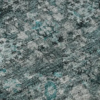 3' X 5' Teal And Aqua Oriental Washable Area Rug With UV Protection