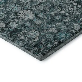 10' X 14' Teal And Aqua Oriental Washable Area Rug With UV Protection
