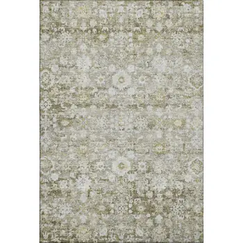 3' X 5' Taupe Ivory And Gold Oriental Washable Area Rug With UV Protection