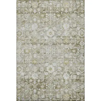 3' X 5' Taupe Ivory And Gold Oriental Washable Area Rug With UV Protection