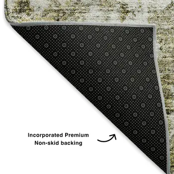 8' X 10' Taupe Ivory And Gold Oriental Washable Area Rug With UV Protection