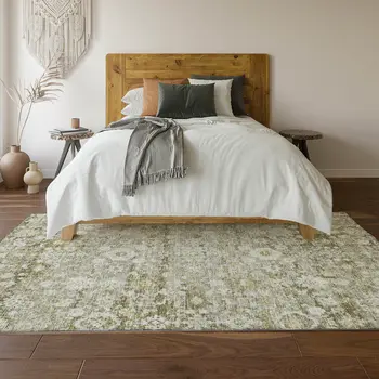 8' X 10' Taupe Ivory And Gold Oriental Washable Area Rug With UV Protection