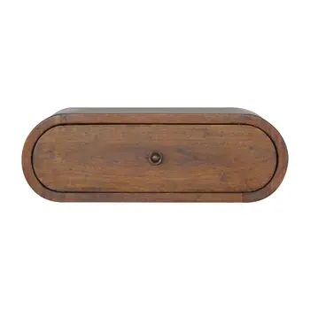 18" Chestnut Solid Wood Oval One Drawer Floating Nightstand