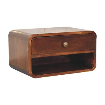 10" Brown Solid Wood One Drawer Nightstand