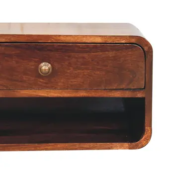 10" Brown Solid Wood One Drawer Nightstand