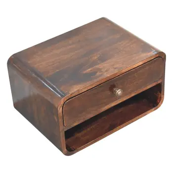 10" Brown Solid Wood One Drawer Nightstand