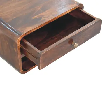 10" Brown Solid Wood One Drawer Nightstand