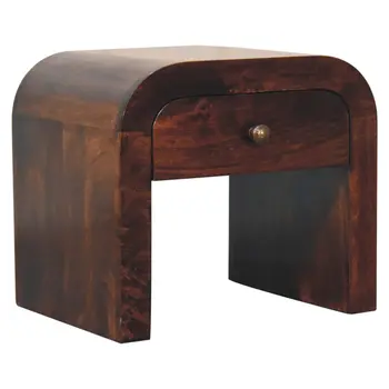 16" Brown Solid Wood One Drawer Nightstand