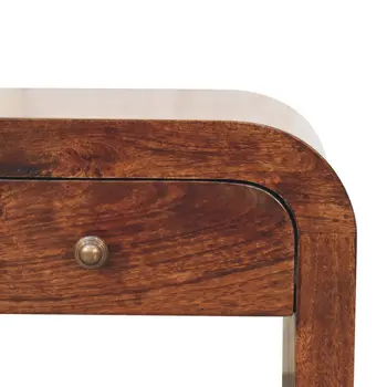 16" Brown Solid Wood One Drawer Nightstand