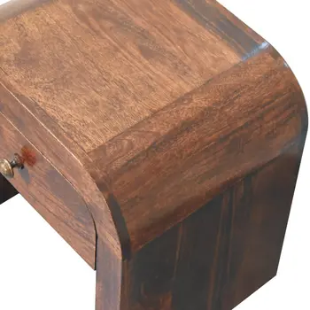 16" Brown Solid Wood One Drawer Nightstand