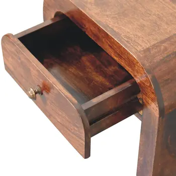 16" Brown Solid Wood One Drawer Nightstand