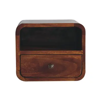 10" Brown Solid Wood Square One Drawer Nightstand