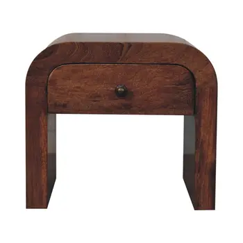 16" Brown Solid Wood One Drawer Nightstand