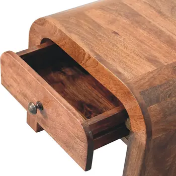 16" Brown Solid Wood One Drawer Nightstand