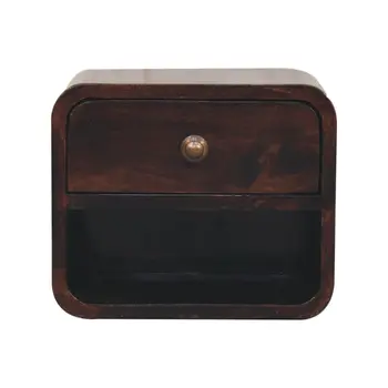 10" Dark Brown Solid Wood Square One Drawer Nightstand