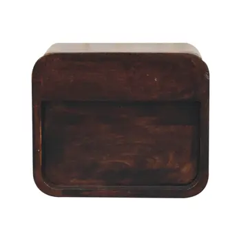 10" Dark Brown Solid Wood Square One Drawer Nightstand