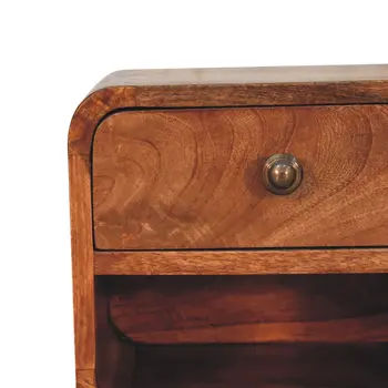 10" Beige Solid Wood Square One Drawer Nightstand
