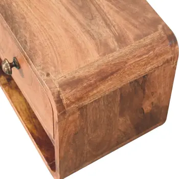 10" Beige Solid Wood Square One Drawer Nightstand